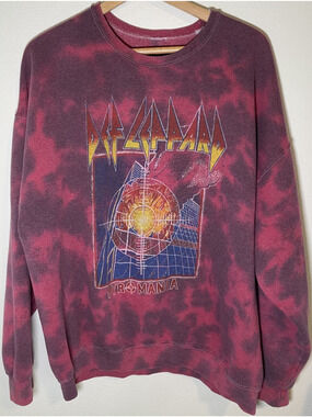 Def Leppard Pyromania Hard Rock Band Crewneck Sweatshirt Tie-Dye - XL